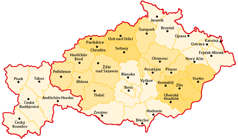 Distribuční mapa – oblasti doručení